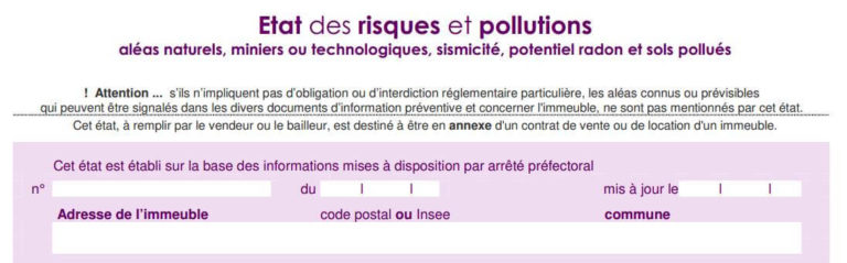 Tat Des Risques Et Pollutions Formulaire Alcor Diagnostics